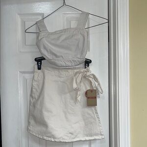 Cream Two-Piece Crop Top & Wrap Skirt Set